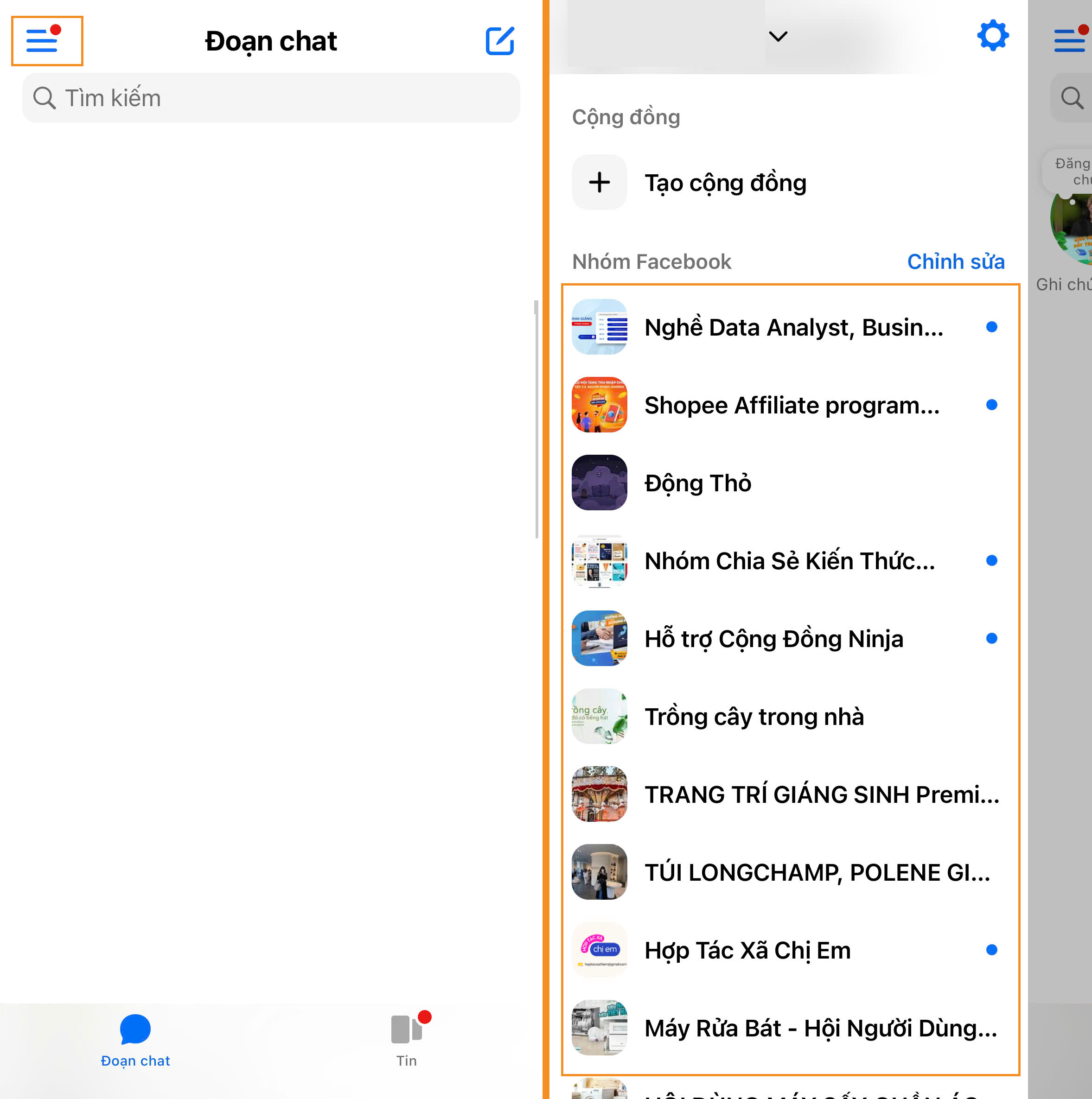 Cách tham gia đoạn chat cộng đồng trên messenger